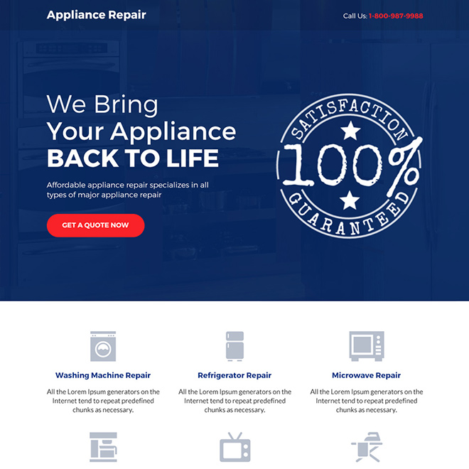 affordable appliance repair service bootstrap landing page