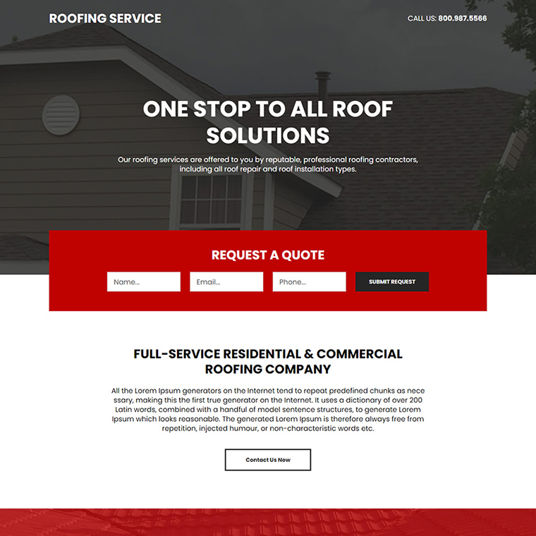 roofing service free quote responsive landing page Roofing example