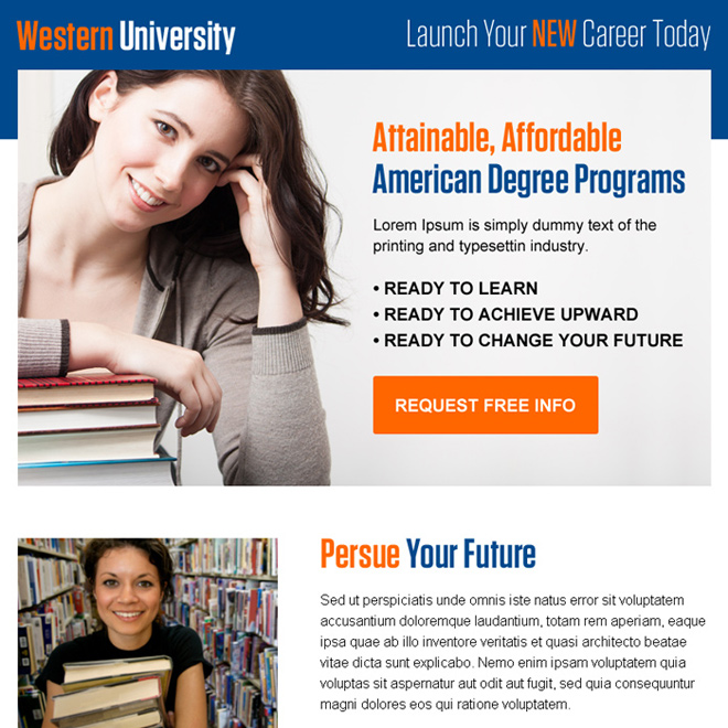 american degree program info ppv landing page design