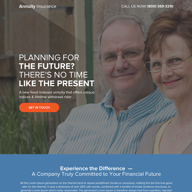 annuity insurance planning bootstrap landing page Retirement Planning example