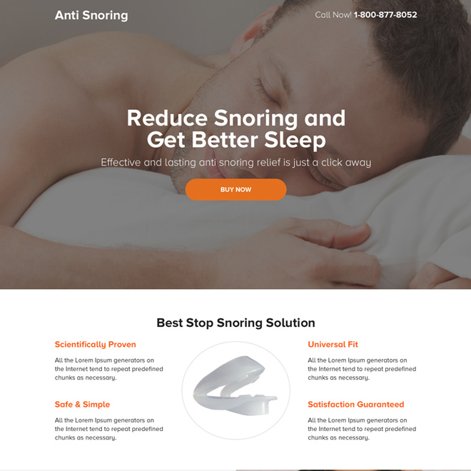 anti snoring mini responsive landing page design Anti Snoring example