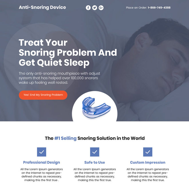 anti snoring device selling responsive sales funnel design Anti Snoring example