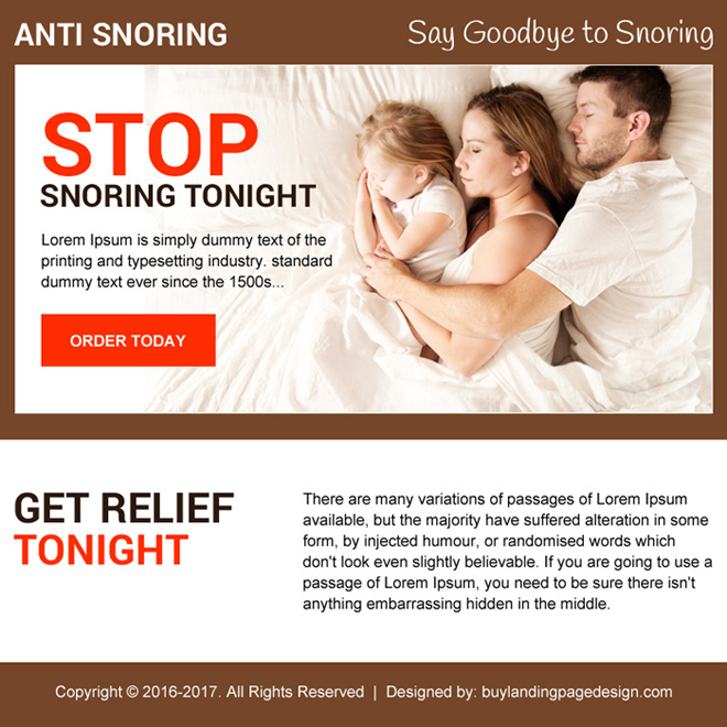 anti snoring best converting ppv landing page design