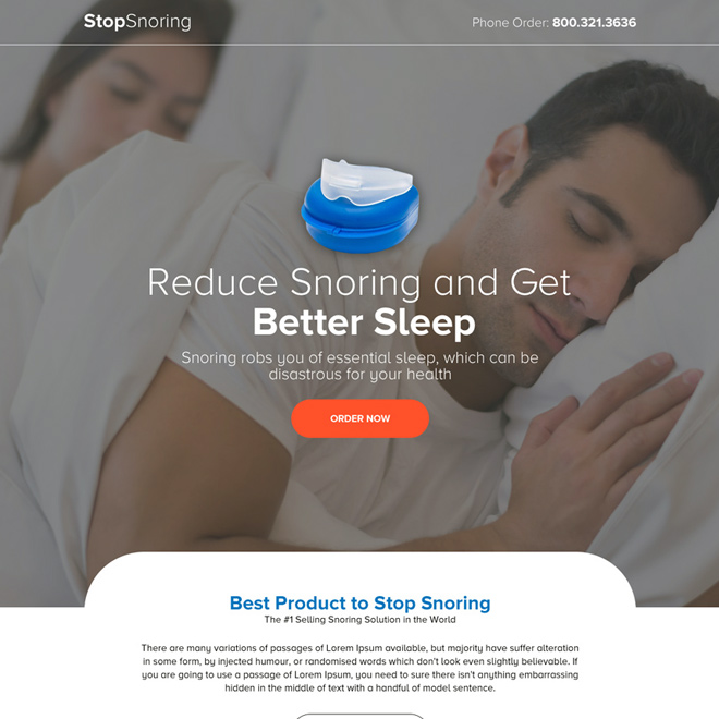 anti snoring mouthpiece selling bootstrap landing page Anti Snoring example