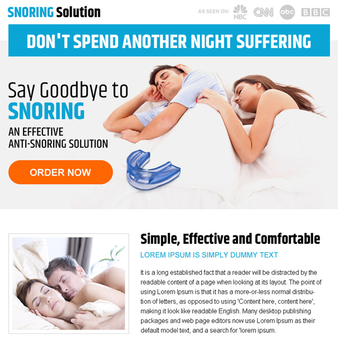 anti snoring solutions ppv landing page design Anti Snoring example