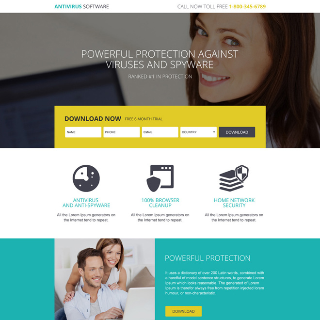 responsive anti virus software trial download landing page Software example