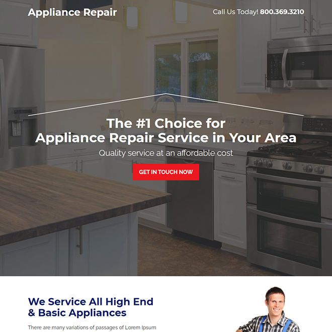 appliance repair service responsive landing page