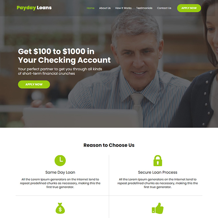 online payday loan responsive website design Payday Loan example