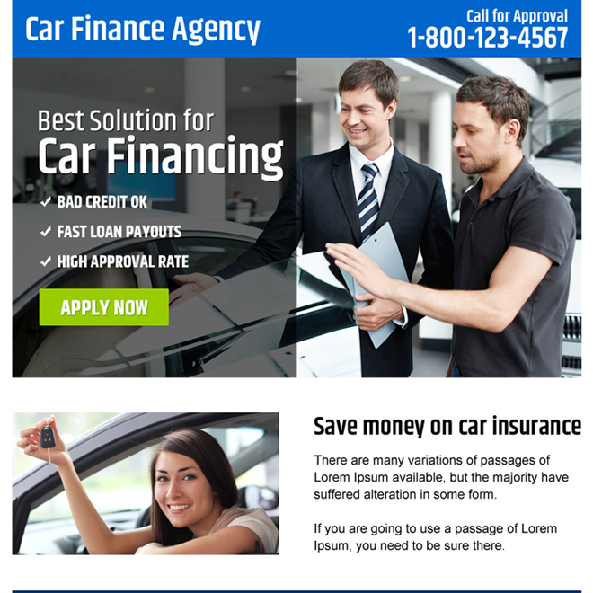 car finance agency ppv landing page design