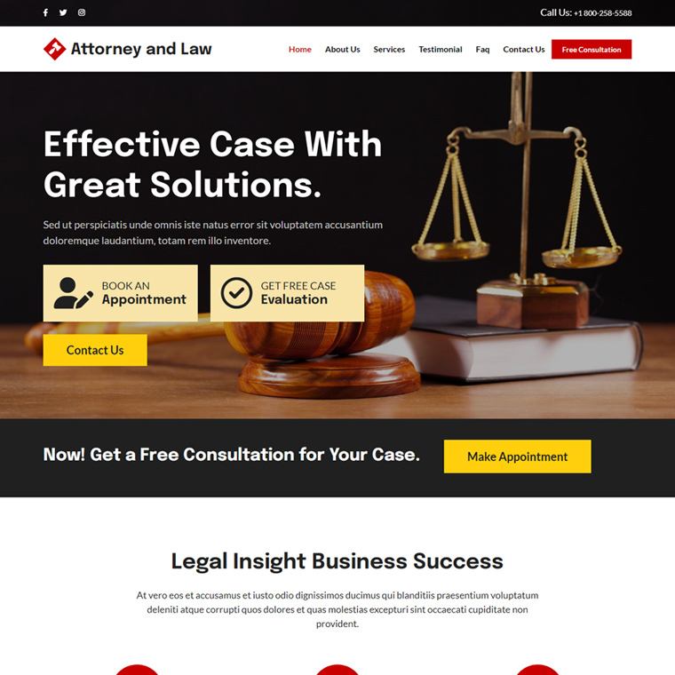 attorney and law free consultation responsive website design Attorney and Law example