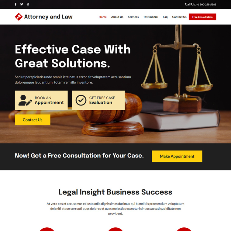 attorney and law free consultation responsive website design