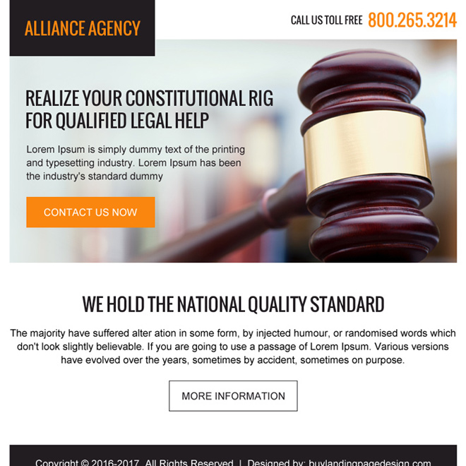 attorney and lawyer agencies ppv landing page Attorney and Law example