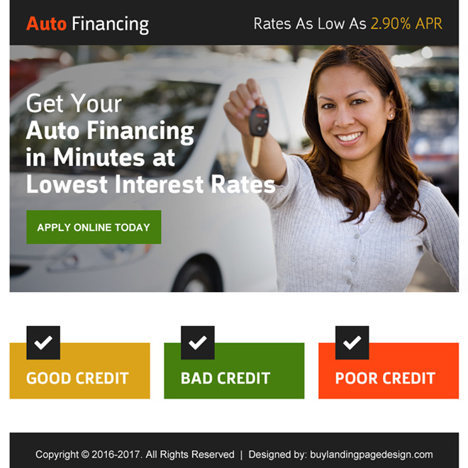 auto financing online application ppv landing page Auto Finance example