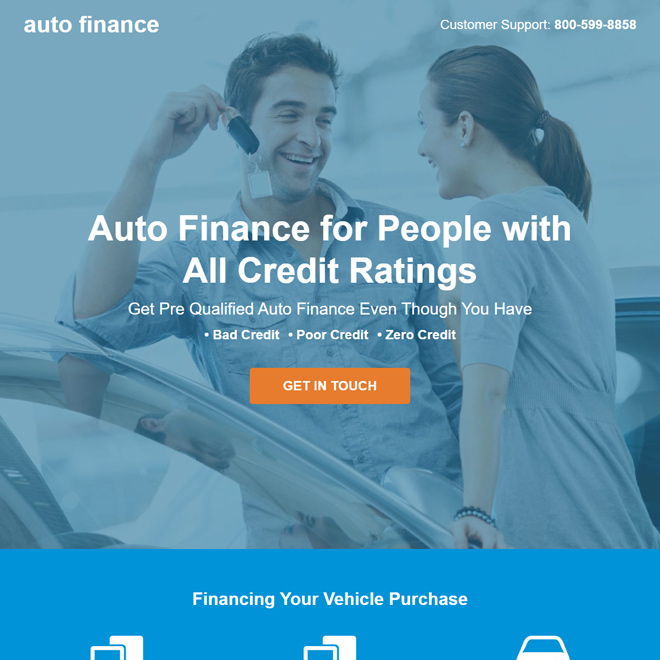 special auto financing service responsive landing page