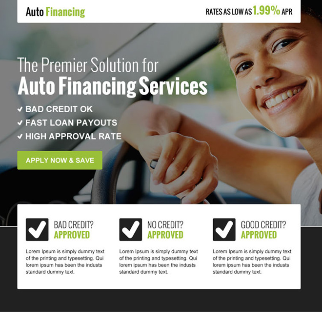 auto financing business responsive landing page