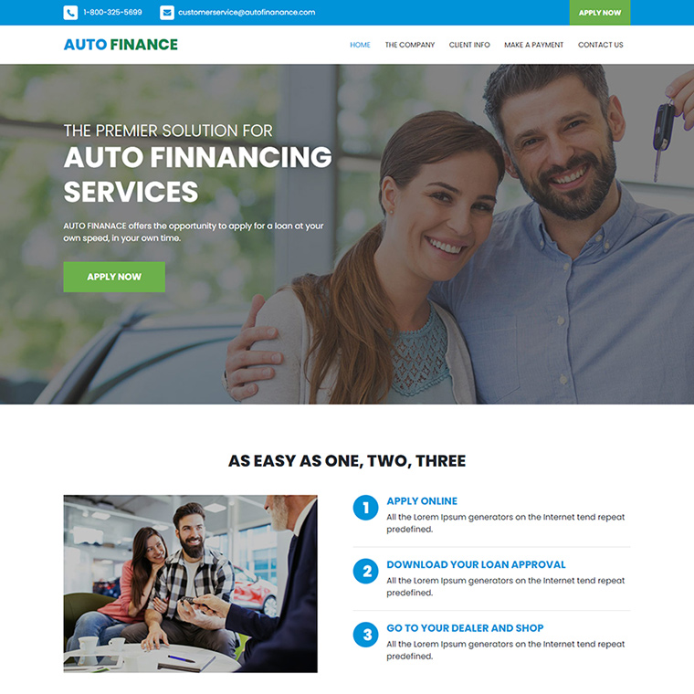 auto financing services responsive website design Auto Financing example