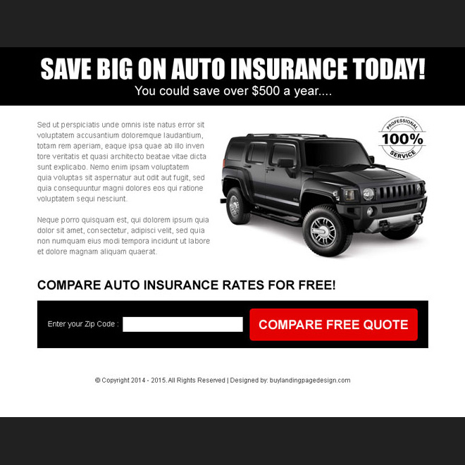 simple auto insurance black zip capture ppv landing page