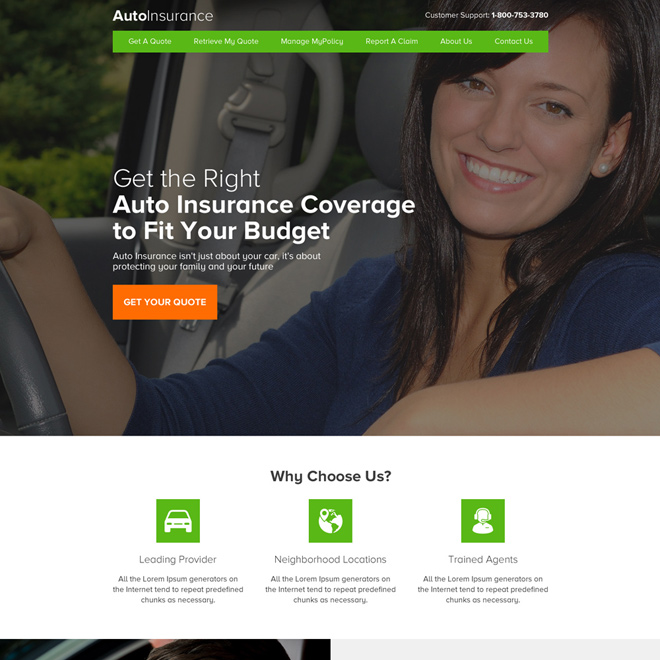 responsive auto insurance professional website design