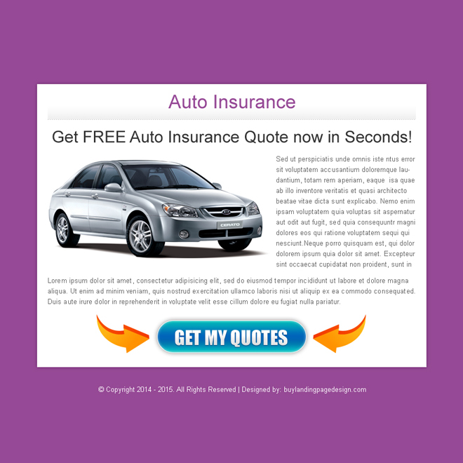 auto insurance quote in second call to action ppv landing page design