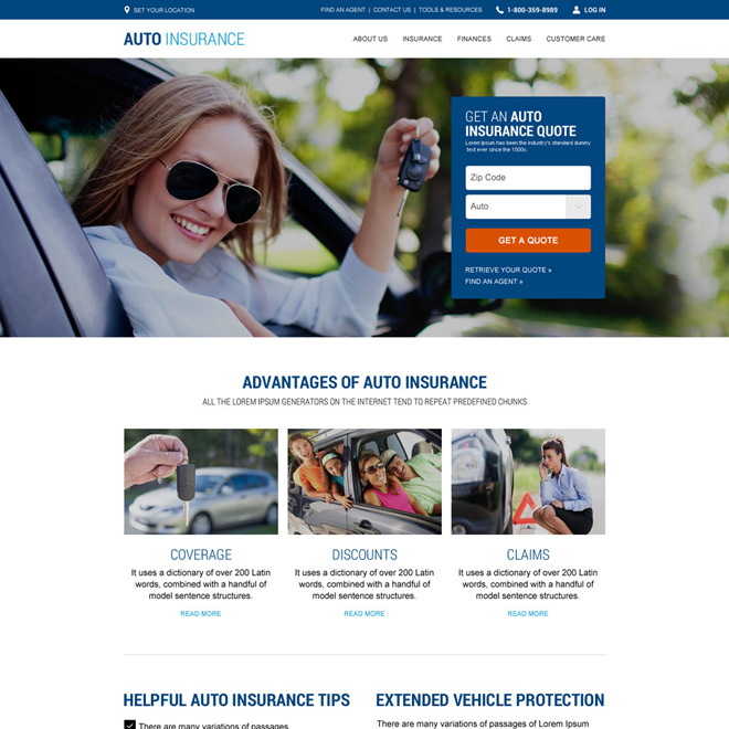 responsive auto insurance website design template Auto Insurance example