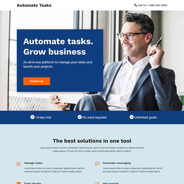 business solutions lead capture responsive landing page