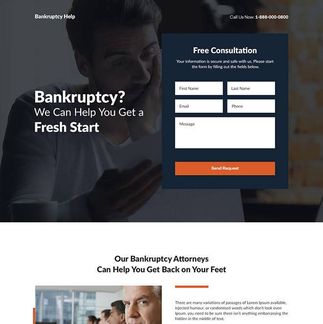 bankruptcy financing counselling responsive landing page