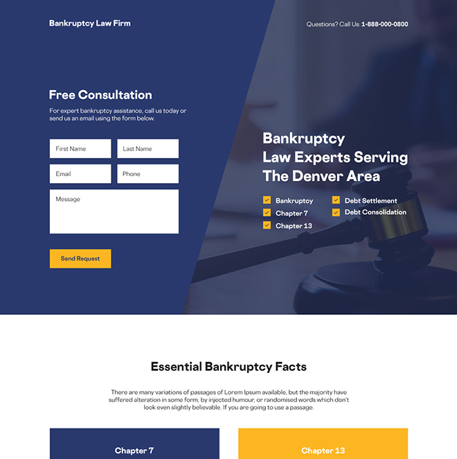 bankruptcy law firm free consultation responsive landing page