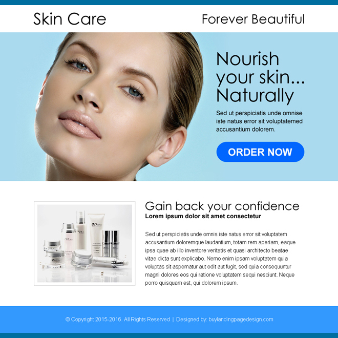 beautiful skin care product selling ppv landing page design Skin Care example