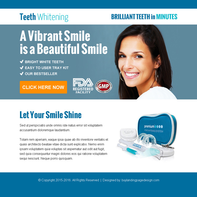 beautiful smiling teeth whitening kit ppv landing page design