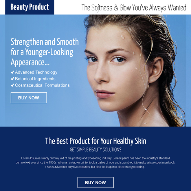 beauty product pay per click responsive landing page