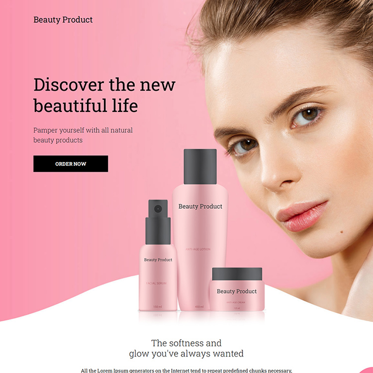 natural beauty products selling responsive landing page design Beauty Product example