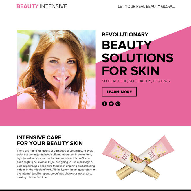 beauty solutions lead funnel responsive landing page design Beauty Product example