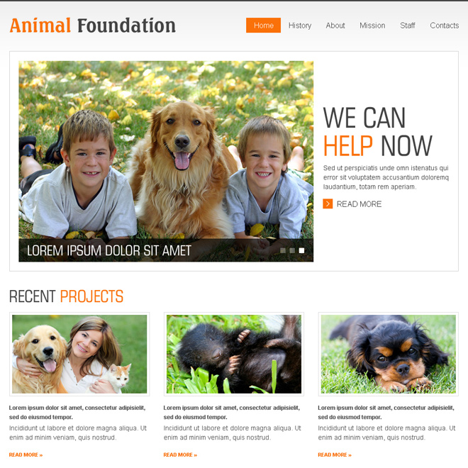 animal foundation clean and effective html website template design Animals and Pets example