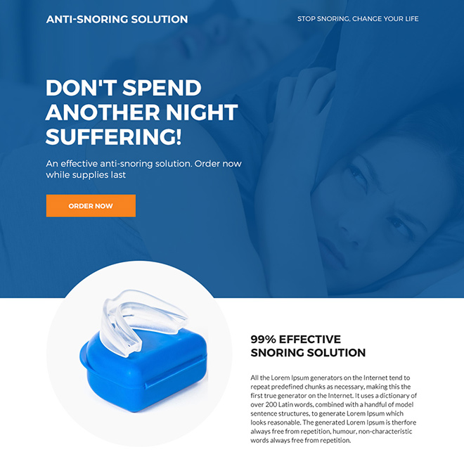 anti snoring device selling bootstrap landing page Anti Snoring example