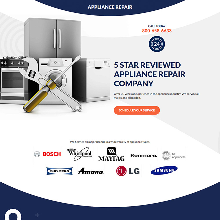 best appliance repair services landing page Appliance Repair example