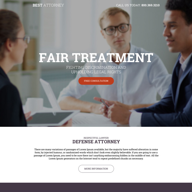 responsive defence attorney free consultation landing page