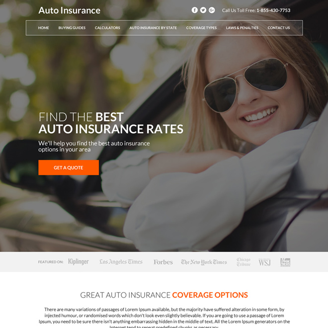 best auto insurance coverage instant quote capturing responsive website design Auto Insurance example