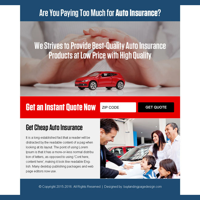 best auto insurance quote ppv landing page design template Auto Insurance example