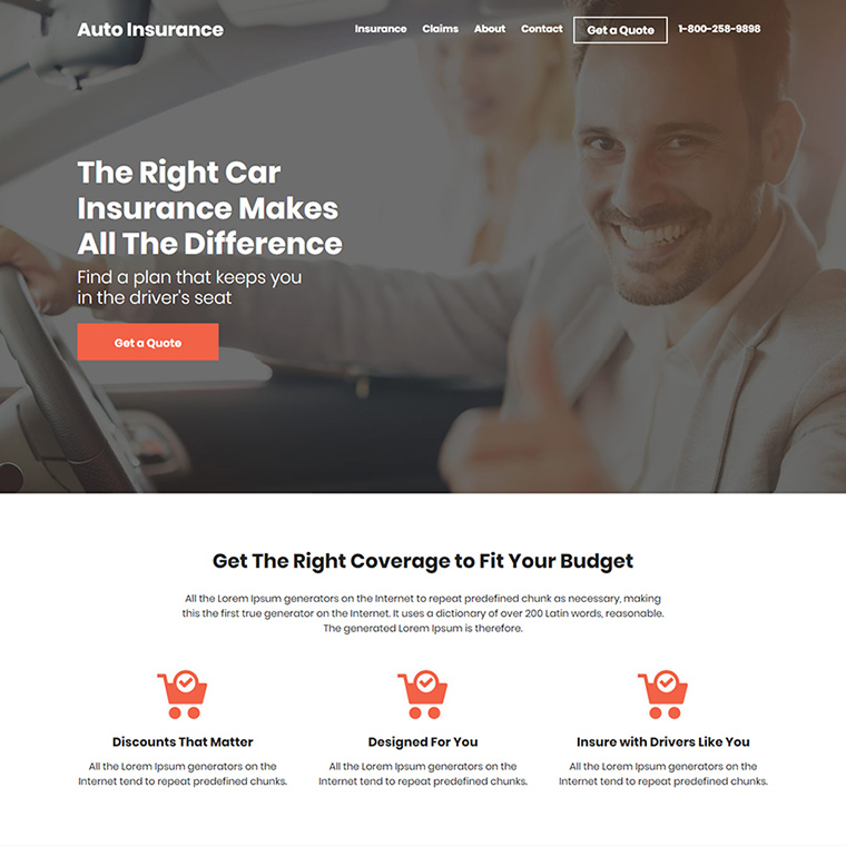 clean auto insurance online quote responsive website Auto Insurance example