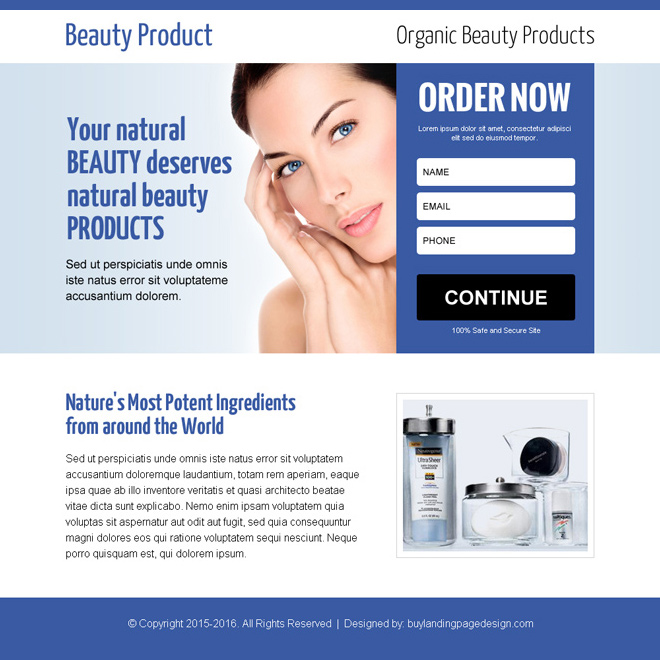 best beauty product lead gen ppv landing page design Beauty Product example