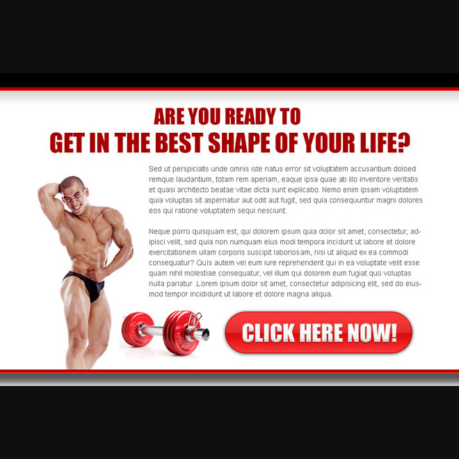 get the best shape of your body ppv landing page design Bodybuilding example