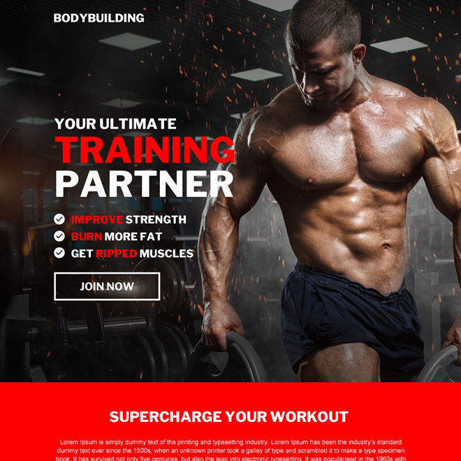 best bodybuilding training bootstrap landing page design