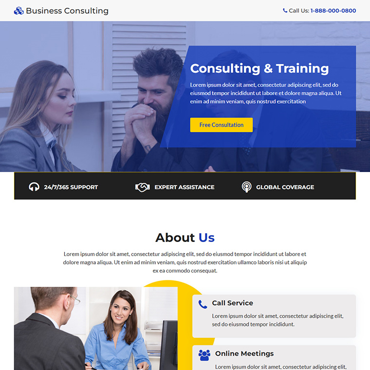 business consulting firm responsive landing page design Business example