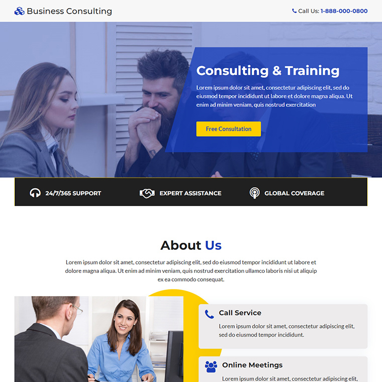 business consulting firm responsive landing page design