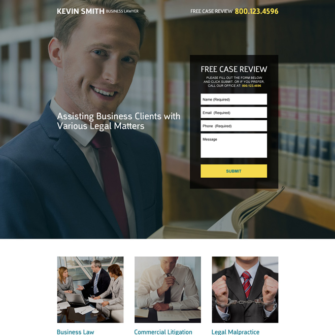 business lawyer responsive landing page design