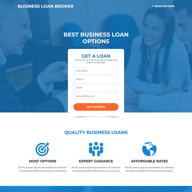 best business loan broker responsive landing page Business Loan example