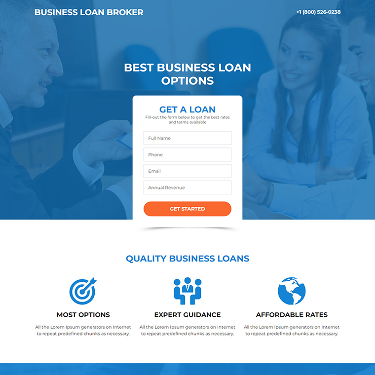 best business loan broker responsive landing page