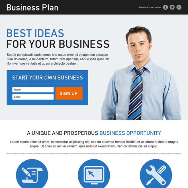 best business plan responsive landing page design Business example