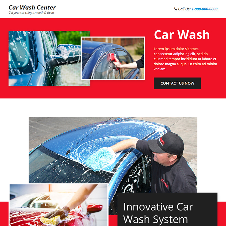 hand car washing services responsive landing page Automotive example