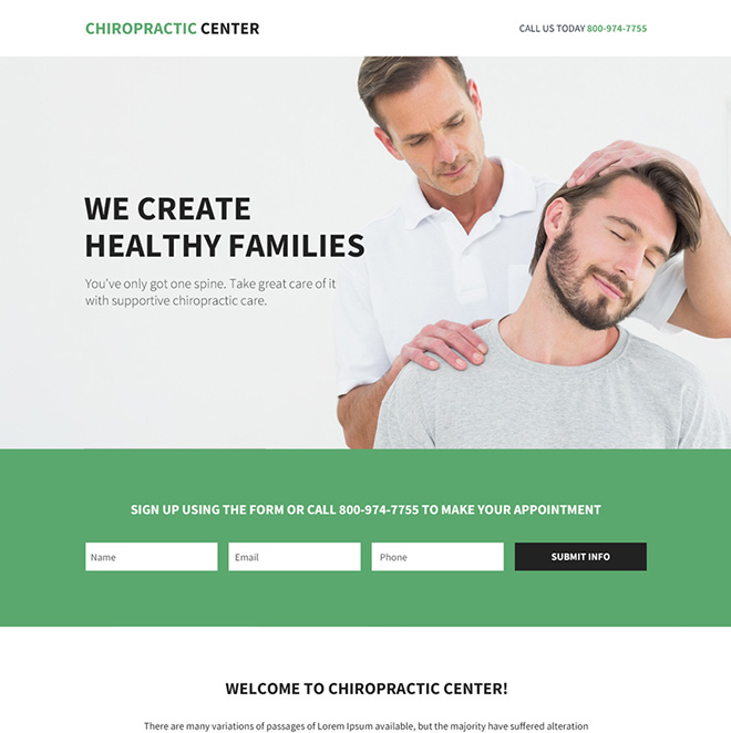 best chiropractic care clinic responsive landing page